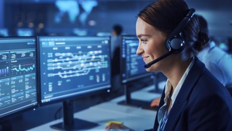 Beautiful,Female,Data,Scientist,Works,On,Personal,Computer,Wearing,A